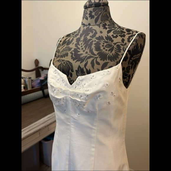Vintage Bill Levkoff a line midi dress w/ flower & rhinestone embroidery detail - Picture 3 of 4
